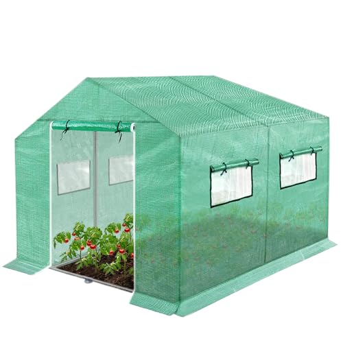 FIVMEN Gewächshaus Foliengewächshaus 3x2x2m Gartengewächshäuser mit Fernster und Tür Treibhaus Tomatengewächshaus Tomatenhaus für Garten Pflanze, Grün von FIVMEN