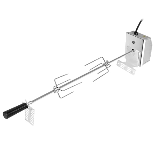 FIVMEN Grillspieß Edelstahl 117cm Drehspieß Grill Set mit Motor und 2X Fleischnadeln Elektrischer Drehspiess Set für Gasgrill Rotisserie Gasgrill Zubehör 220V-240V von FIVMEN