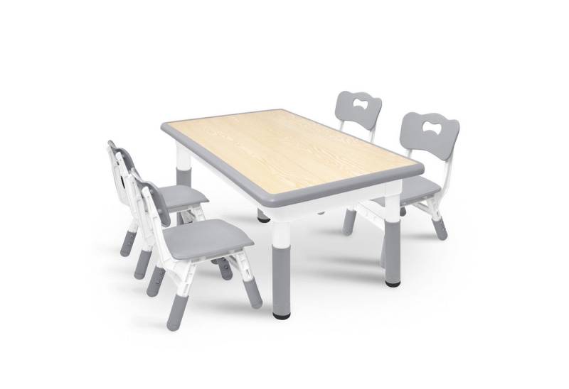 FIVMEN Kindersitzgruppe Kindertisch 4 Stühlen Set Höhenverstellbar Kinderzimmer Möbel FIVMEN Kindersitzgruppe Kindertisch 4 Stühlen Set Höhenverstellbar Kinderzimmer Möbel von FIVMEN