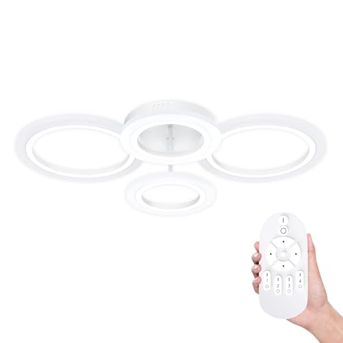FIVMEN LED Deckenlampe 60W Deckenleuchte mit Fernbedienung Moderne Schlafzimmerlampe Küchenlampe Deckenleuchten mit 4 Ring Dimmbar IP44 Wasserfest von FIVMEN