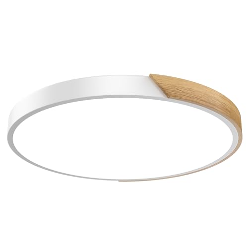 FIVMEN LED Deckenlampe Holz 96W Deckenleuchte Kaltweiß Deckenlampen Led Lampen für Wohnzimmer Schlafzimmer Badezimmer Balkon Ø60cm, Weiß von FIVMEN