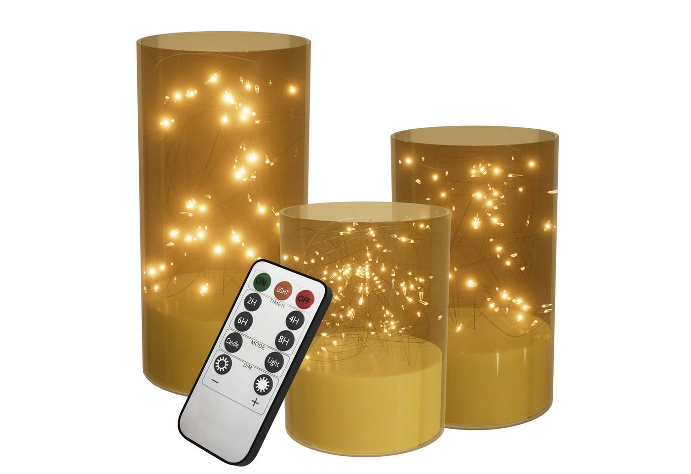 FIVMEN LED-Kerze 3 Stück LED Kerzen Flackernde mit Eingelassener Lichterkette FIVMEN LED-Kerze 3 Stück LED Kerzen Flackernde mit Eingelassener Lichterkette von FIVMEN