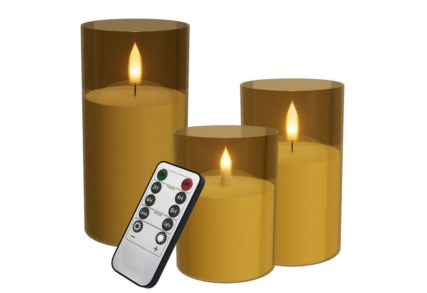 FIVMEN LED-Kerze 3 Stück LED Kerzen Flammenlosekerzen mit Fernbedienung Acryl Shell FIVMEN LED-Kerze 3 Stück LED Kerzen Flammenlosekerzen mit Fernbedienung Acryl Shell von FIVMEN