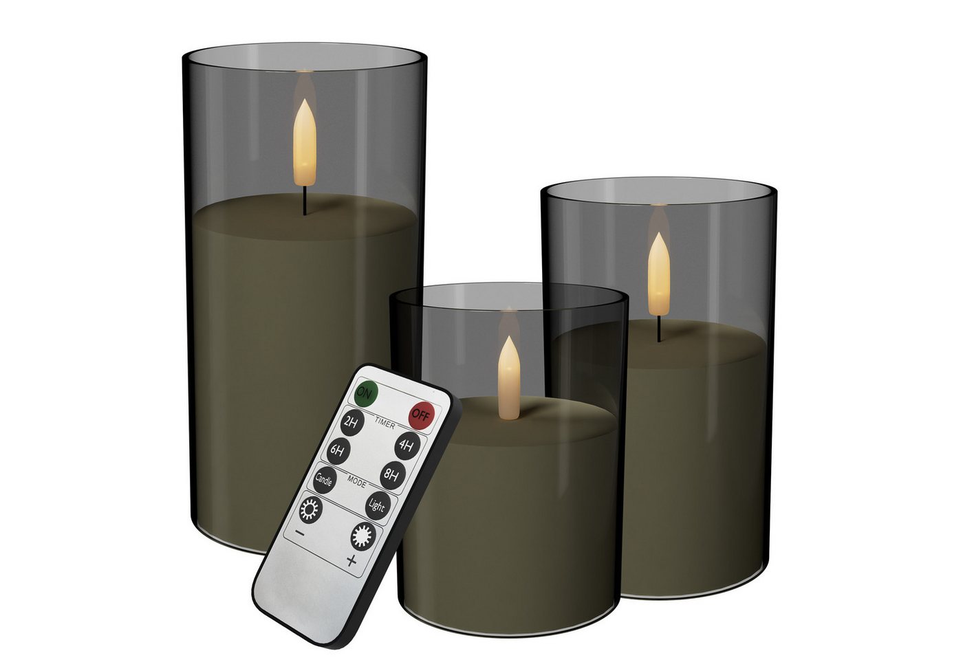 FIVMEN LED-Kerze 3 Stück LED Kerzen Flammenlosekerzen mit Fernbedienung Acryl Shell von FIVMEN