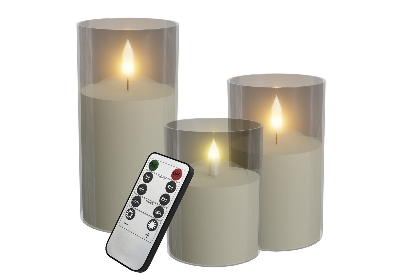 FIVMEN LED-Kerze 3 Stück LED Kerzen Flammenlosekerzen mit Fernbedienung Acryl Shell von FIVMEN