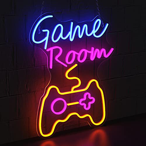 FIVMEN Neon Schild Gaming Leuchtreklame Neonlicht Helligkeit Einstellbar LED Gaming Deko Wanddekoration mit USB Kabel LED Schild Neon Sign für Gaming Zimmer, Game Room von FIVMEN