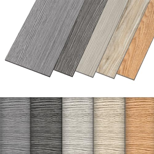 FIVMEN PVC Bodenbelag Selbstklebend 18 Stück Klebefliesen Vinyl Boden Wasserfest Rutschfest Wählbar Laminatboden, für Küche Wohnzimmer Bad (W38, 2.5㎡) von FIVMEN