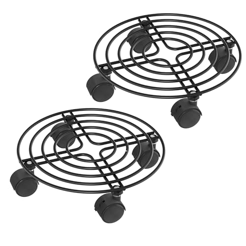 FIVMEN Pflanzenroller Rund Metal Ø30 cm Pflanzen Rollbrett Transportroller Untersetzer Blumentopf mit Rollen Blumenroller für Außen Innen Garten 150kg Tragkraft, Typ B von FIVMEN
