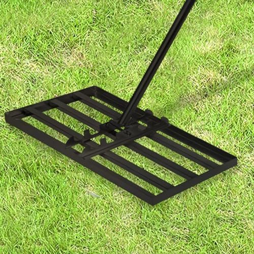 FIVMEN Rasen Rakel Metall Rasen Nivellierrechen mit Verstellbar Stiel Flächenebner Rasenschieber Leveling Rake Rasenwerkzeug für Golf Gartengras Surface 25x75cm von FIVMEN