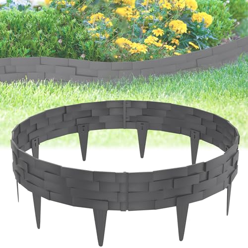 FIVMEN Rasenkante Kunststoff 10 m Steinimitatziegel Beeteinfassung Beetumrandung mit 10 cm Stifte Steinziegel Textur Imitiert beetbegrenzung Mähkante Palisade für Garten, Anthrazit FIVMEN Rasenkante Kunststoff 10 m Steinimitatziegel Beeteinfassung Beetumrandung mit 10 cm Stifte Steinziegel Textur Imitiert beetbegrenzung Mähkante Palisade für Garten, Anthrazit von FIVMEN