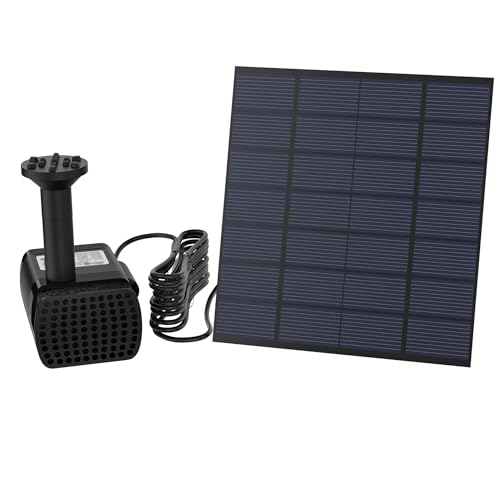FIVMEN Solar Springbrunnen Solarbrunnen für Draussen 1.8W Solarspringbrunnen mit 4 Düsen Teichpumpe für Teich Vogeltränke Pool Garten Außen (Quadratisch) von FIVMEN