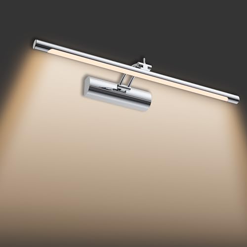 FIVMEN Spiegelleuchte Bad mit Schalter 55cm Breite Spiegellampe Badezimmer 15W Warmweiß LED Spiegelschrank Beleuchtung IP44 Wasserdicht Wandleuchte Schrankleuchte Badlampe J03, mit 180° Rotation von FIVMEN