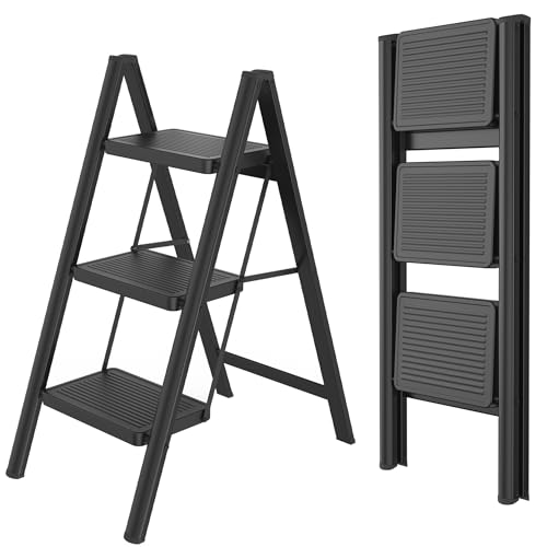 FIVMEN Trittleiter 3 Stufen Klappbar Leiter Klappleiter Treppenleiter Klapptritt Haushaltsleiter Tritthocker mit Breitem Trittbrett 30x20 cm bis 270 kg Belastbar, Schwarz FIVMEN Trittleiter 3 Stufen Klappbar Leiter Klappleiter Treppenleiter Klapptritt Haushaltsleiter Tritthocker mit Breitem Trittbrett 30x20 cm bis 270 kg Belastbar, Schwarz von FIVMEN