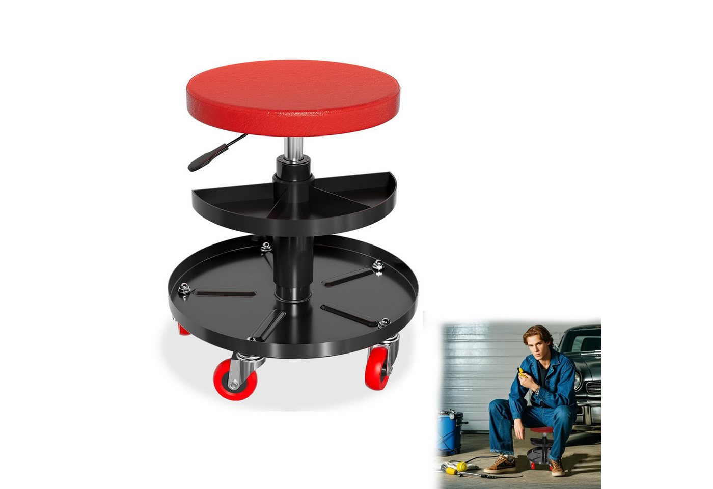 FIVMEN Werkstatt-Set Rollbrett Werkstatthocker Rollsitz Montageliege mit 360° Rollen, Montagehocker Garagenhocker inkl. Aufbewahrungsbox Paletten FIVMEN Werkstatt-Set Rollbrett Werkstatthocker Rollsitz Montageliege mit 360° Rollen, Montagehocker Garagenhocker inkl. Aufbewahrungsbox Paletten von FIVMEN