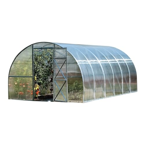 Robustes Gewächshaus Gartenjäger3 | 6x3m | Garten Gewächshaus mit verzinktem Stahlrahmen | Zwei Drehtüren je mit Fenster | UV- und witterungsbeständig, Schneelast bis 180 kg/m² | Polycarbonat 6 mm von FIX 2 PLACE