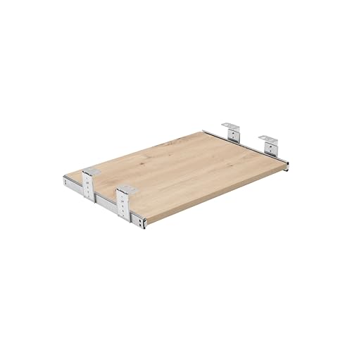 FIX&EASY Tastaturauszug Up&Down Tastaturablage 390X400mm Eiche Dekor Auszugschienen mit Einrastfunktion höhenverstellbar verzinkt 400mm, Set Ablage und Auszug mit Verriegelung f. Laptop Dockingstation von FIX & EASY