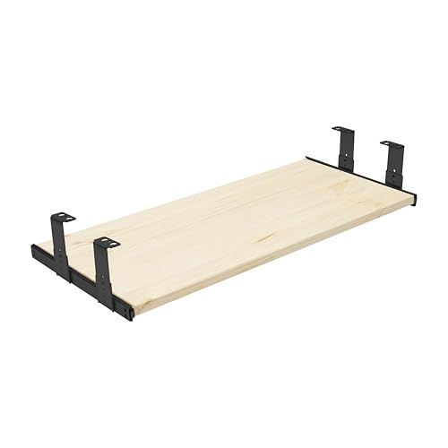 FIX&EASY Tastaturauszug Up&Down-XL Tastaturablage 800X500mm fichte kiefer Holz massiv Auszugschienen m. Einrastfunktion höhenverstellbar schwarz 500mm Ablage + Auszug m. Verriegelung f. Tastatur Maus von FIX & EASY