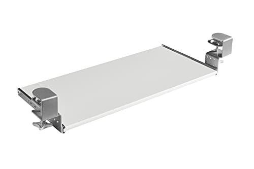 FIX&EASY Tastaturauszug klemmbar, Tastaturablage in versch. Farben auf Wunschbreite angepasst, Klemmen silber, Auszugsschienen 400mm verzinkt höhenverstellbar für Tastatur Maus Computertisch PC Tisch von FIX & EASY