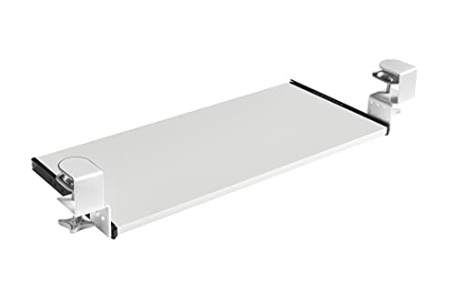 FIX&EASY Tastaturauszug klemmbar, Tastaturablage in versch. Farben auf Wunschbreite angepasst, Klemmen weiss, Auszugsschienen 300mm schwarz höhenverstellbar für Tastatur Maus Computertisch PC Tisch von FIX & EASY