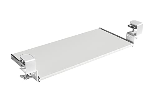 FIX&EASY Tastaturauszug klemmbar, Tastaturablage in versch. Farben auf Wunschbreite angepasst, Klemmen weiss, Auszugsschienen 400mm verzinkt höhenverstellbar für Tastatur Maus Computertisch PC Tisch von FIX & EASY