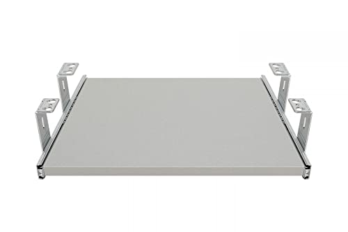 FIX&EASY Tastaturauszug mit Tastaturablage 390X400mm alu silber Dekor, Auszugschienen verzinkt 400mm mit Einrastfunktion, Set Ablage und 27mm Auszug mit Verriegelung für Mini Tastatur Dockingstation von FIX & EASY