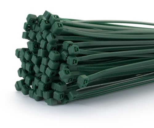 Fix&Easy Kabelbinder 2,5x200mm dunkel grün passend zu RAL 6005 Moosgrün 50 Stück UV- und Wetterbeständig Set für Garten Blätterzaun Blickschutz Pflanzstäbe Rankstäbe Doppelstabmatten Sichtschutz Zaun von FIX & EASY