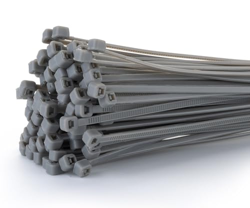 Fix&Easy Kabelbinder Set 175 tlg. Silber grau passend zu RAL 7005 Mausgrau 2,5x100mm + 2,5x200mm + 3,6x300mm 100 + 50 + 25 Stück Doppelstabmatten Zaun Sichtschutz von FIX & EASY