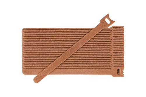 Fix&Easy Klettband Kabelbinder 12,5x300mm hell braun 100 Stück Set Klett Binder wiederverwendbar für Weidezaunmatte Weidengeflecht Buchsbaum Fikus von FIX & EASY