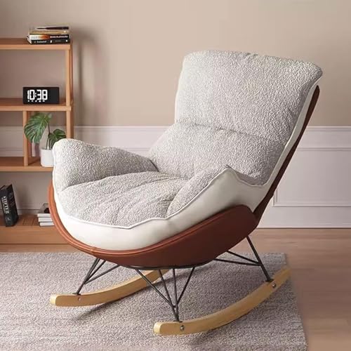 FIXARE Bequemer Sofa-Stuhl Schaukelstuhl Moderner Gepolsterter Lounge-Sessel mit Dickem Kissen for Entspannen Lesen Nickerchen Wohnzimmer-Akzentuierung (Color : Brown+beige) von FIXARE