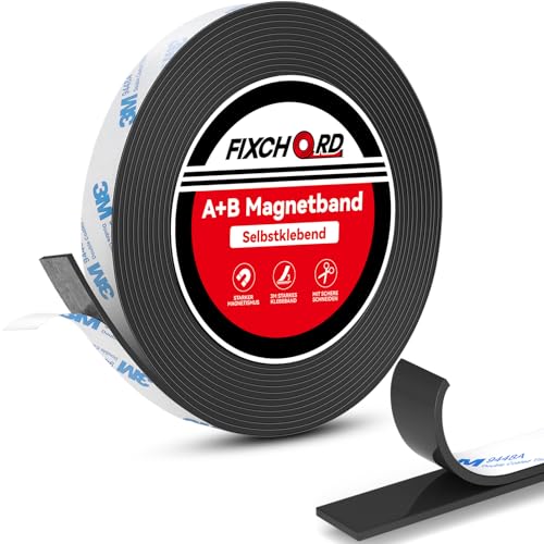 FIXCHORD A+B Magnetband für Fliegengitter & Moskitonetze, Magnetband selbstklebend, Magnetklebeband, Magnetstreifen,Magnetband mit Gegenseitiger Anziehung 6m*15mm von FIXCHORD