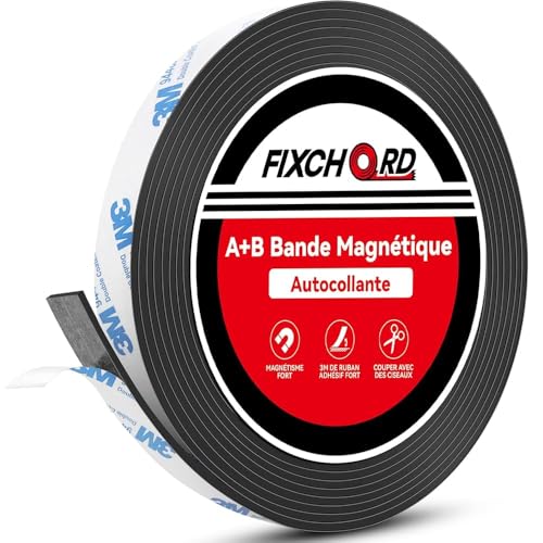 FIXCHORD A+B Magnetband für Fliegengitter & Moskitonetze, Magnetband selbstklebend, Magnetklebeband, Magnetstreifen,Magnetband mit Gegenseitiger Anziehung 4m*15mm von FIXCHORD