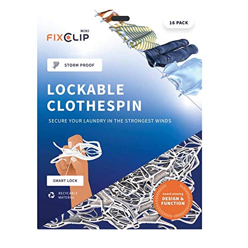 FIXCLIP | Mini-Wäscheklammern | 16 Stück | Starke Wäscheklammern, abschließbar und sturmfest von FIXCLIP