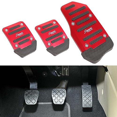 FIXCOR Auto Anti-Rutsch Pedale für Mazda 6, Bremse Fußpedal Pedale Abdeckung Kraftstoff Beschleuniger Bremspedal Pads Kupplungspedal, Manual Transmission- Red von FIXCOR