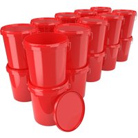 Fixedbyu - 20x Eimer mit Deckel Kunststoff Leereimer Griff 15,9l lebensmittelecht rot von FIXEDBYU