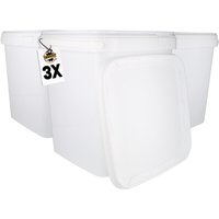 Fixedbyu - 3 Kunststoffeimer mit Deckel, pp, eckig, weiß, Lebensmittelecht 10,8 l Fixedbyu - 3 Kunststoffeimer mit Deckel, pp, eckig, weiß, Lebensmittelecht 10,8 l von FIXEDBYU