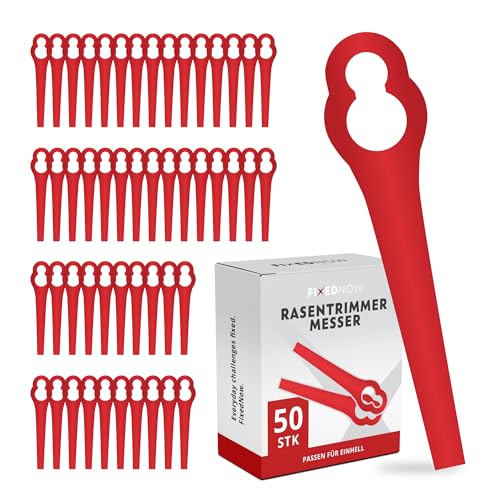 FixedNow 50 x Ersatzmesser Kompatibel mit Einhell Rasentrimmer | Kunststoffmesser Ersatzteile | Passend für Einhell GE GC BG RG Modelle und mehr von FIXEDNOW