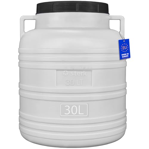 FIXKRAFT Weithalsfass Lebensmittelecht 30L Futtertonne Hund Gärbehälter Futter Tonne mit Deckel Maischefass Schraubdeckel 30 Liter Camping Kanister Gärfass (Weiß) von FIXKRAFT