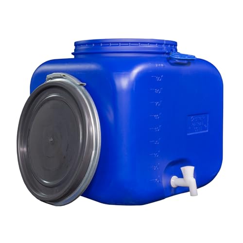 Fixkraft Fass Quad. mit Deckel, Spannring und Hahn 100l blau|lebensmittelecht Camping Aufbewahrung Behälter Wasserfass Fixkraft Fass Quad. mit Deckel, Spannring und Hahn 100l blau|lebensmittelecht Camping Aufbewahrung Behälter Wasserfass von FIXKRAFT