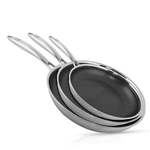 FIXLINE® Premium Bratpfannen Set Ø28/24/20cm - alle Herdarten inkl. Induktion - Kratzfeste Antihaftbeschichtung - Backofen bis 230℃ - Allrounder Set von FIXLINE