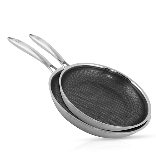 FIXLINE® Premium Bratpfannen Set Ø28 & 24cm - alle Herdarten inkl. Induktion - Kratzfeste Antihaftbeschichtung - Backofen bis 230℃ - edles Wabendesign - Beliebtes Set von FIXLINE