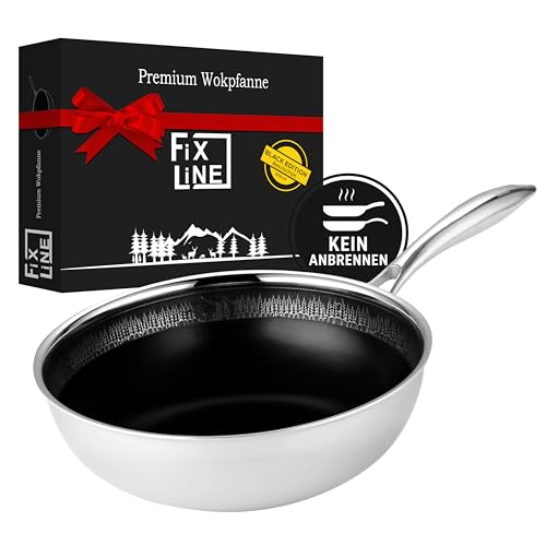 FIXLINE® BLACK FOREST Wokpfanne 28cm - Keramische Beschichtung - alle Herdarten inkl. Induktion - Backofengeeignet bis 230°C - Einfache Reinigung - Neuheit 2025 von FIXLINE