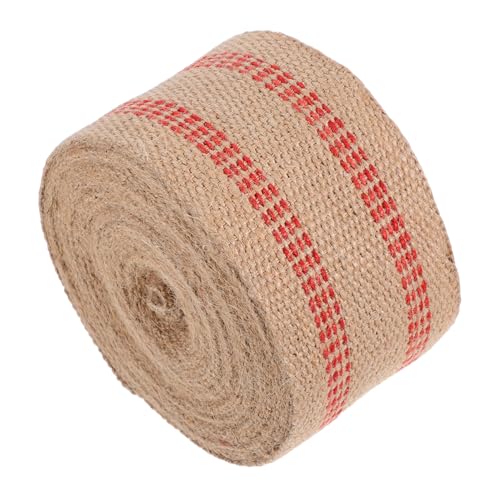 FIXOSHEE 1 Rolle Jute-stoffband: 10 M Stuhlband Mit Roten Streifen – Mehrzweck-bastelband Für Möbelreparatur, Partydekorationen Und DIY-projekte von FIXOSHEE