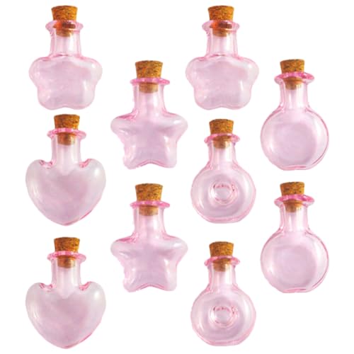 FIXOSHEE 10 Stück Mini Glasfläschchen mit Farbigem Korken Kleine Bunte Wunschflaschen aus Glas Vielseitige DIY Flaschenanhänger für Hochzeit Dekoration Aufbewahrung Kleiner Schmuckstücke von FIXOSHEE