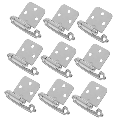 FIXOSHEE 10 Stück Teiliges Küchenschrank Scharniere Robustem Metall mit Selbstschließender Feder Weißnickel für Küchen Kleiderschrank und Badschränke Einfache Montage von FIXOSHEE
