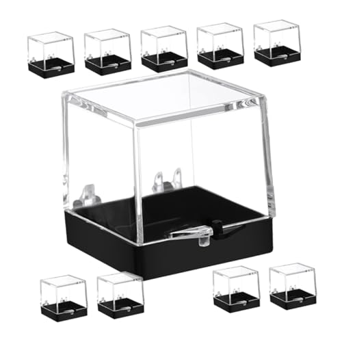 FIXOSHEE 10 Stück Transparente Quadratische Aufbewahrungsboxen Kratzfeste Mineralien Präsentationsboxen Stabile Sammlerkästen für Kleine Exemplare Transparenter Sichtschutz von FIXOSHEE