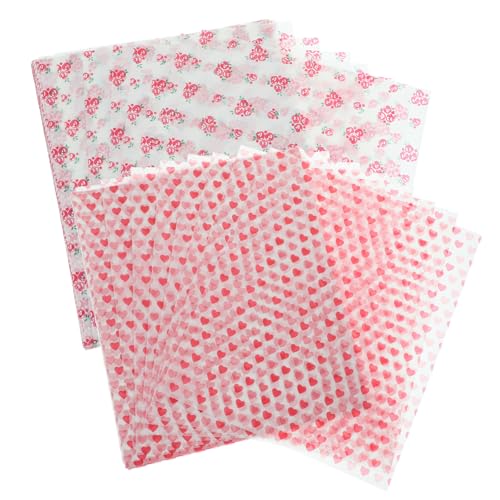 FIXOSHEE 100 Blatt Fettdichtes Lebensmittelechtes Wachspapier mit Herz und Rosenmuster Antihaftbeschichtete Doppelseitige Sandwich und Snackverpackung Geeignet für Backofen Fritteuse und FIXOSHEE 100 Blatt Fettdichtes Lebensmittelechtes Wachspapier mit Herz und Rosenmuster Antihaftbeschichtete Doppelseitige Sandwich und Snackverpackung Geeignet für Backofen Fritteuse und von FIXOSHEE