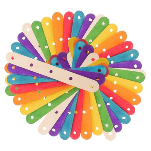 FIXOSHEE 100 Stück Bunte Jumbo Holz Bastelstäbe Farbige Natürliche Holzstäbchen für DIY Projekte Modellbau Kunsthandwerk und Splinterfrei von FIXOSHEE
