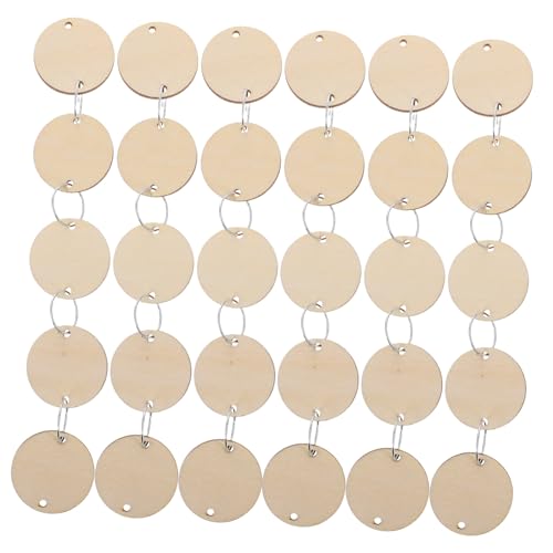 FIXOSHEE 100 Stück Kalenderholzspäne Dekoration Geburtstagstafel-Tags, Kalender-Tag Kalenderkreise Löcher hängend Loch Erinnerungsaufzeichnung Hackschnitzel Holzspäne und Eisenringe Bambus von FIXOSHEE