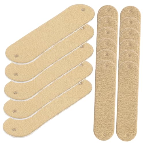 FIXOSHEE 100 Stück PU Leder Handmade Labels mit Löchern Gelb Nähetiketten für Strick Häkelzubehör Kleidung Zubehör DIY Handarbeit von FIXOSHEE