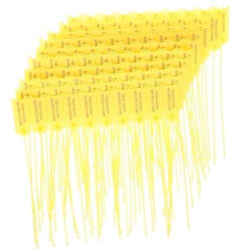 FIXOSHEE 100 Stück Selbstsichernde Kabelbinder mit Sicherheitslabel Gelb Wiederverwendbare für Kabelkennzeichnung und Produktsicherung bei Rückgabe und Umtausch von FIXOSHEE